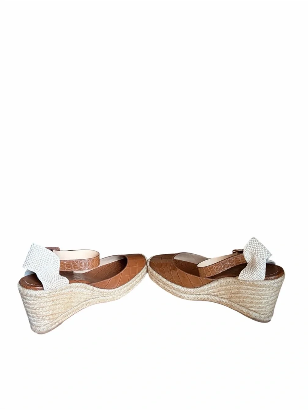 Christian Louboutin Amelina Tan Croc-Embossed Espadrille Wedge Sandal